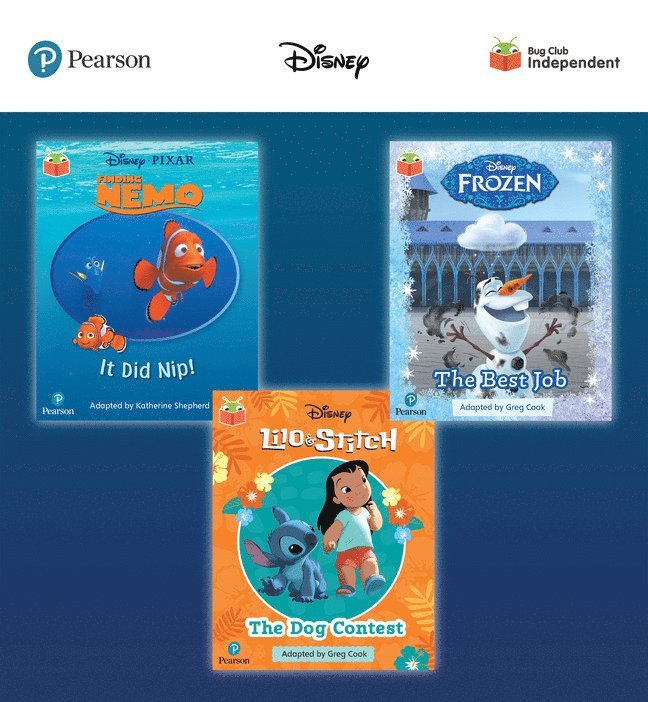 Pearson Bug Club Disney Reception Pack C, including decodable phonics readers for phases 2 and 3: Finding Nemo: It Did Nip!, Frozen: The Best Job, Lilo and Stitch: The Dog Contest 1