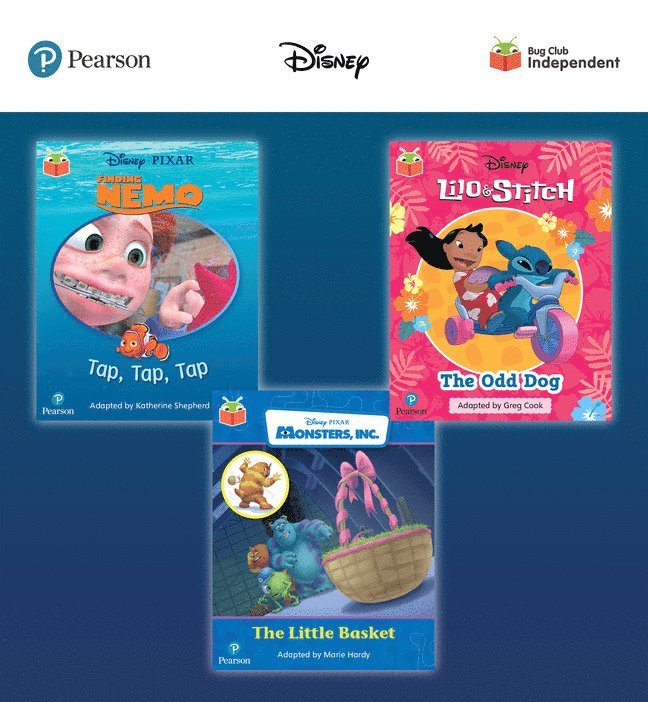 Pearson Bug Club Disney Reception Pack D, including decodable phonics readers for phases 2 to 4: Finding Nemo: Tap, Tap, Tap!, Lilo and Stitch: The Odd Dog, Monsters, Inc: The Little Basket 1