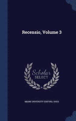 Recensio, Volume 3 1