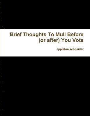 Brief Thoughts To Mull Before (or after) You Vote 1