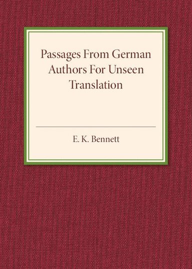 bokomslag Passages from German Authors for Unseen Translation