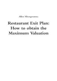 bokomslag Restaurant Exit Plan: How to Obtain the Maximum Valuation