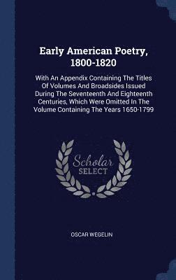 bokomslag Early American Poetry, 1800-1820