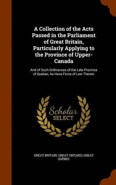 bokomslag A Collection of the Acts Passed in the Parliament of Great Britain, Particularly Applying to the Province of Upper-Canada