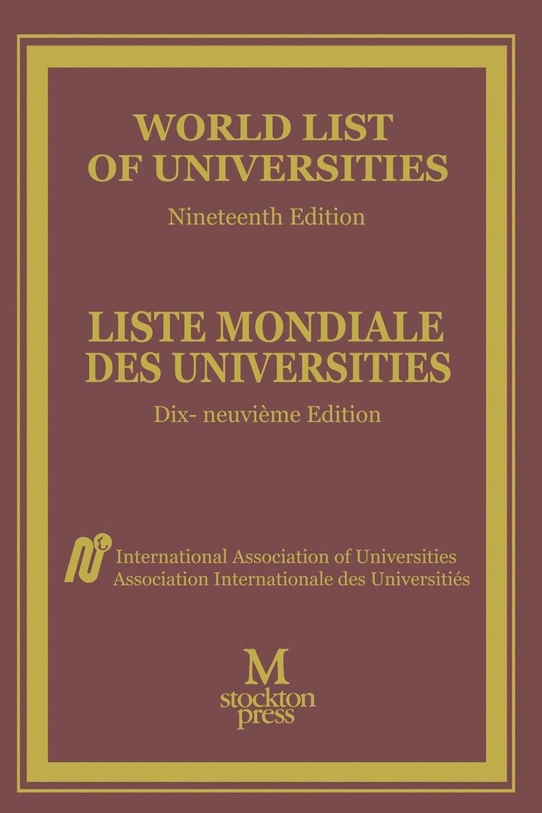 World List of Universities / Liste Mondiale des Universites 1