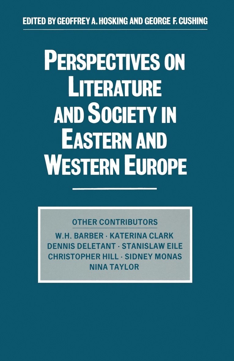 Perspectives on Literature and Society in Eastern and Western Europe 1
