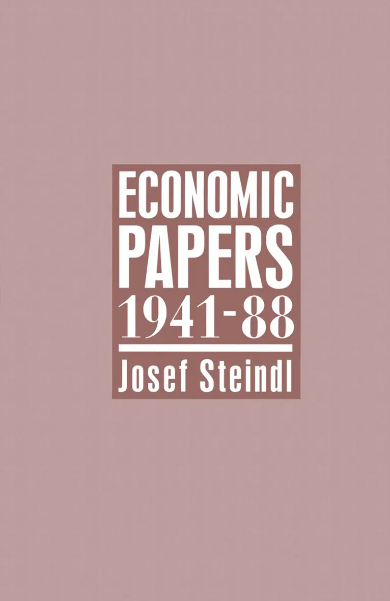 Josef Steindl - Economic Papers 1941–88, Häftad. Tillgänglighet: Lägg i varukorg