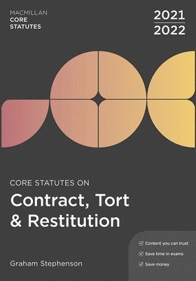Graham Stephenson - Core Statutes on Contract, Tort & Restitution 2021-22, Häftad