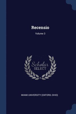 Recensio; Volume 3 1
