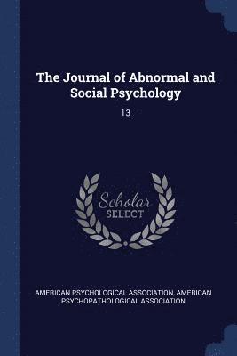 bokomslag The Journal of Abnormal and Social Psychology