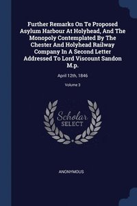 bokomslag Further Remarks On Te Proposed Asylum Harbour At Holyhead, And The Monopoly Contemplated By The Chester And Holyhead Railway Company In A Second Letter Addressed To Lord Viscount Sandon M.p.