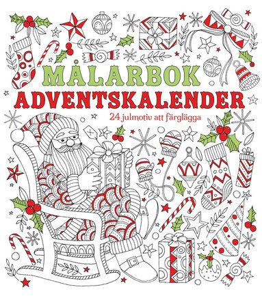 bokomslag Målarbok adventskalender : 24 julmotiv att färglägga