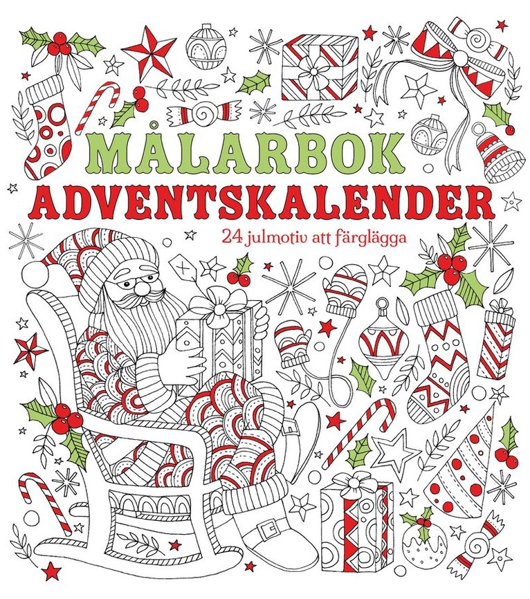 Målarbok adventskalender : 24 julmotiv att färglägga 1