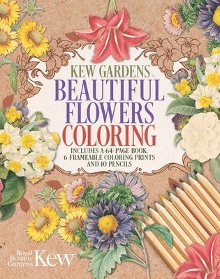 bokomslag Kew Gardens Beautiful Flowers Coloring Kit: Includes a 64-Page Book, 6 Frameable Coloring Prints and 10 Pencils