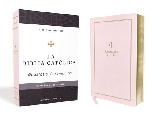 Biblia Católica, Regalos Y Ceremonias, Color Rosa, Cuero Reciclado 1