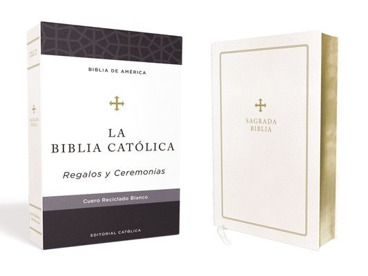 Biblia Católica, Regalos Y Ceremonias, Color Blanca, Cuero Reciclado 1