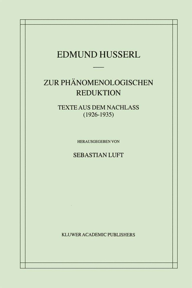 Edmund Husserl, Sebastian Luft - Zur Phänomenologischen Reduktion, Inbunden
