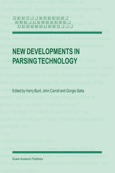 H. Bunt, John Carroll, Giorgio Satta - New Developments in Parsing Technology, Inbunden