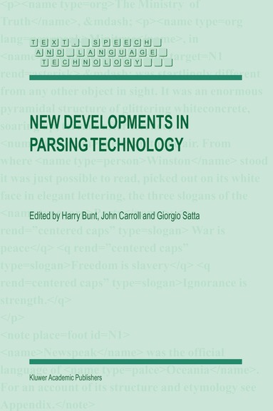 H. Bunt, John Carroll, Giorgio Satta - New Developments in Parsing Technology, Häftad