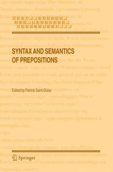 bokomslag Syntax and Semantics of Prepositions