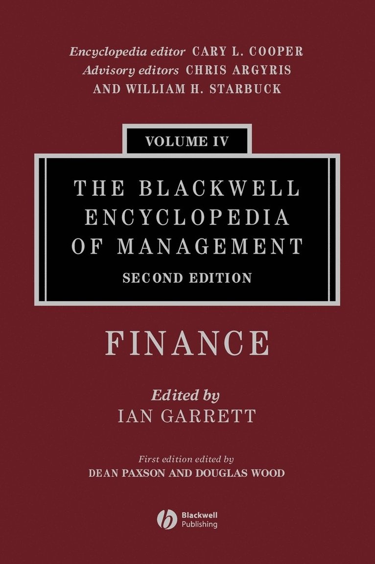 The Blackwell Encyclopedia of Management, Finance 1