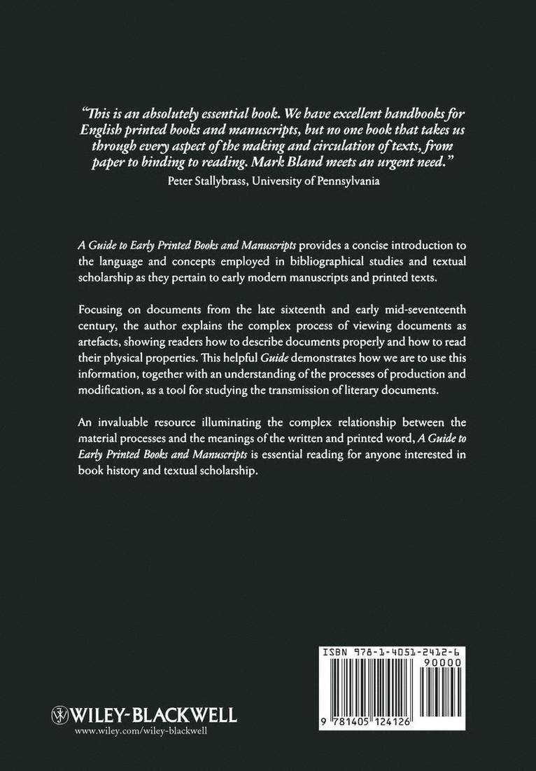 Mark Bland, UK) Bland, Mark (DeMontfort University, Bland - Guide to Early Printed Books and Manuscripts, Inbunden