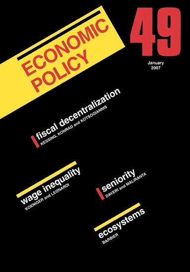 de Menil, Bertola, De Menil, Martin, Georges De Menil, Richard Portes, Hans-Werner Sinn, Richard Baldwin, Giuseppe Bertola, Paul Seabright - Economic Policy 49, Häftad