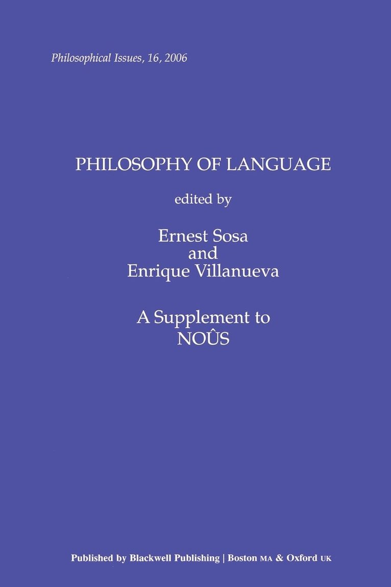 Philosophy of Language, Volume 16 1