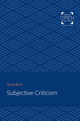 David Bleich - Subjective Criticism, Häftad