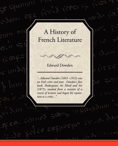 bokomslag History of French Literature
