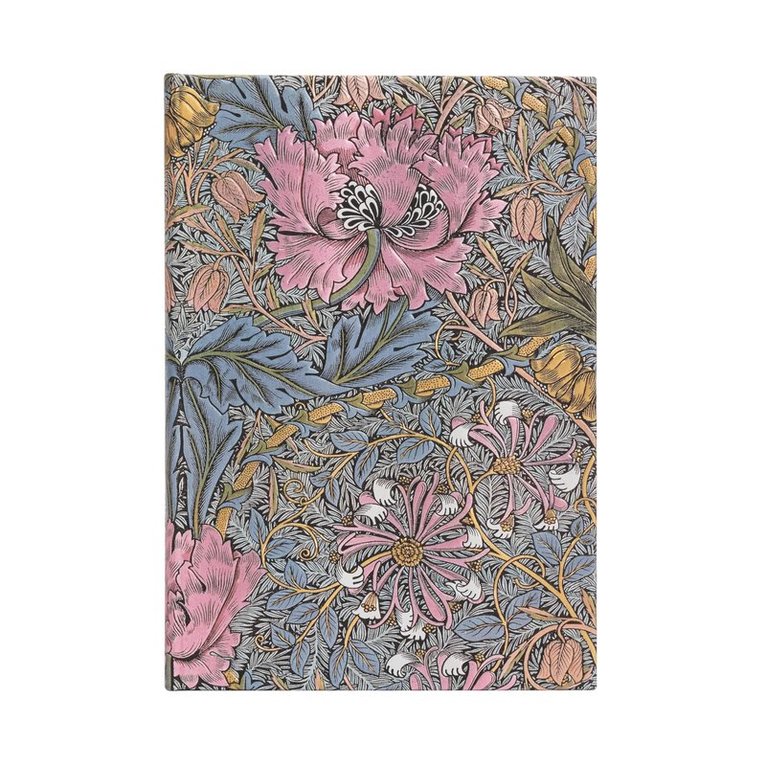 Anteckningsbok Paperblanks Midi linjerad - William Morris : Pink Honeysuckle 1