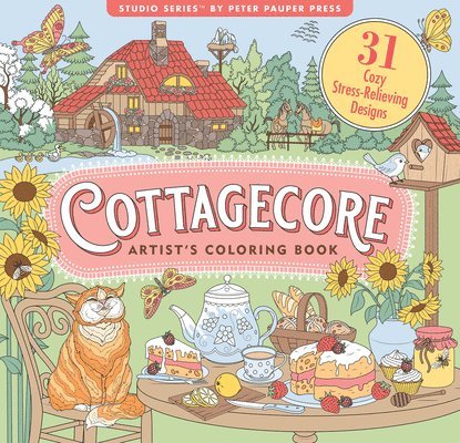 Cottagecore Adult Coloring Book (31 Stress-Relieving Designs), Häftad