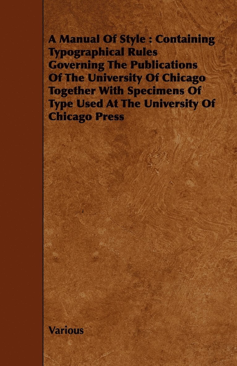 Various - Manual Of Style, Häftad