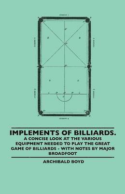 Implements Of Billiards. A Concise Look At The Various Equipment Needed To Play The Great Game Of Billiards - With Notes By Major Broadfoot