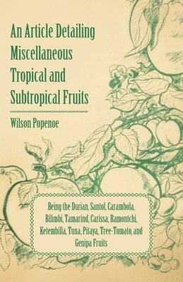 bokomslag An Article Detailing Miscellaneous Tropical and Subtropical Fruits Being the Durian, Santol, Carambola, Bilimbi, Tamarind, Carissa, Ramontchi, Ketembilla, Tuna, Pitaya, Tree-Tomato, and Genipa Fruits