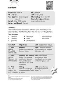 bokomslag BC NF White A/2A Monkeys Guided Reading Card