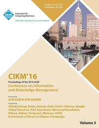 bokomslag CIKM 16 ACM Conference on Information and Knowledge Management Vol 3