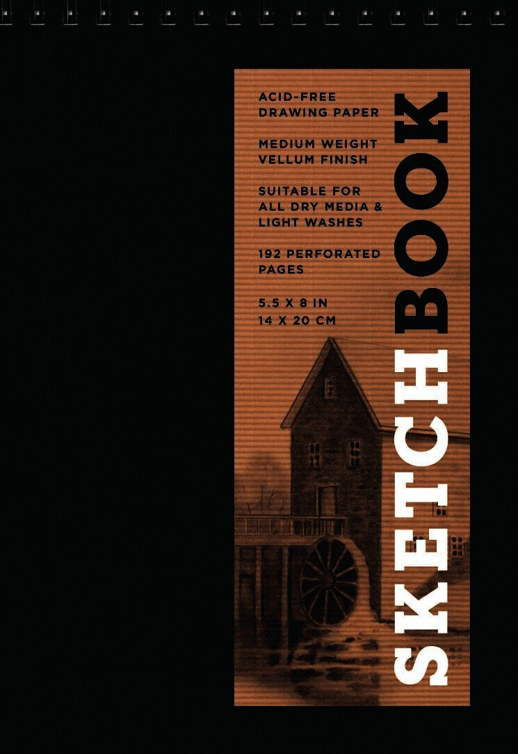 Sketchbook 5.5 x 8" Fliptop Landscape Black Spiral Hardcover Mixed Media Sketchbook for Drawing