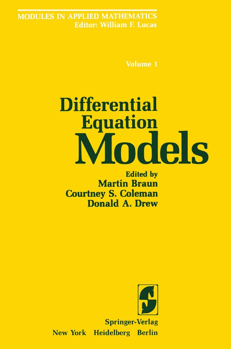 Martin Braun, Courtney S. Coleman, Donald A. Drew - Differential Equation Models, Häftad