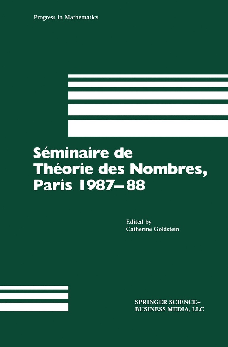 Sminaire de Thorie des Nombres, Paris 198788 1