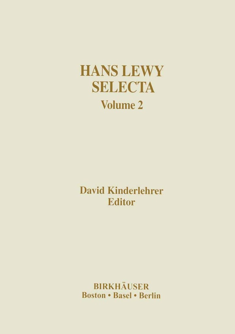 David Kinderlehrer - Hans Lewy Selecta, Häftad
