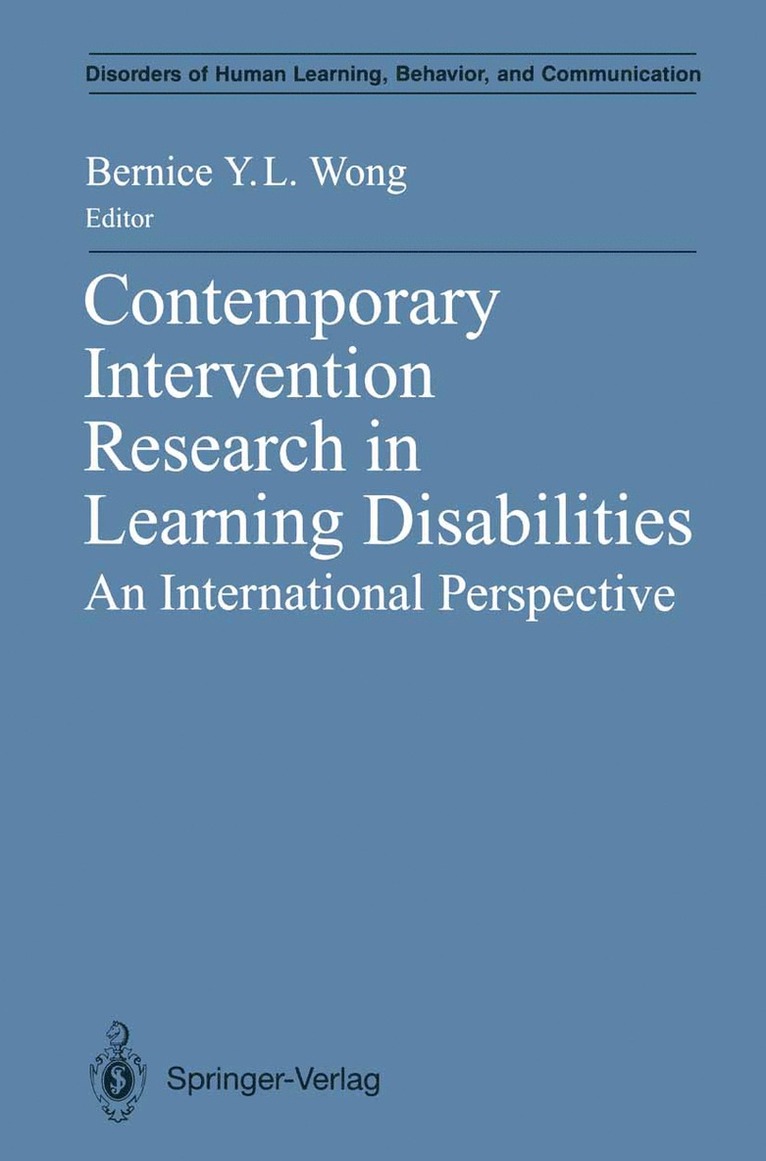 Bernice Y.L. Wong, Bernice Y. L. Wong - Contemporary Intervention Research in Learning Disabilities, Häftad
