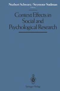 bokomslag Context Effects in Social and Psychological Research