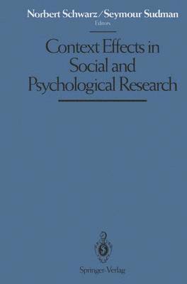 bokomslag Context Effects in Social and Psychological Research