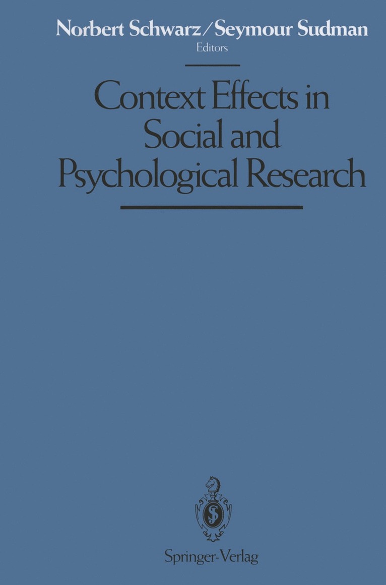 Norbert Schwarz, Seymour Sudman - Context Effects in Social and Psychological Research, Häftad
