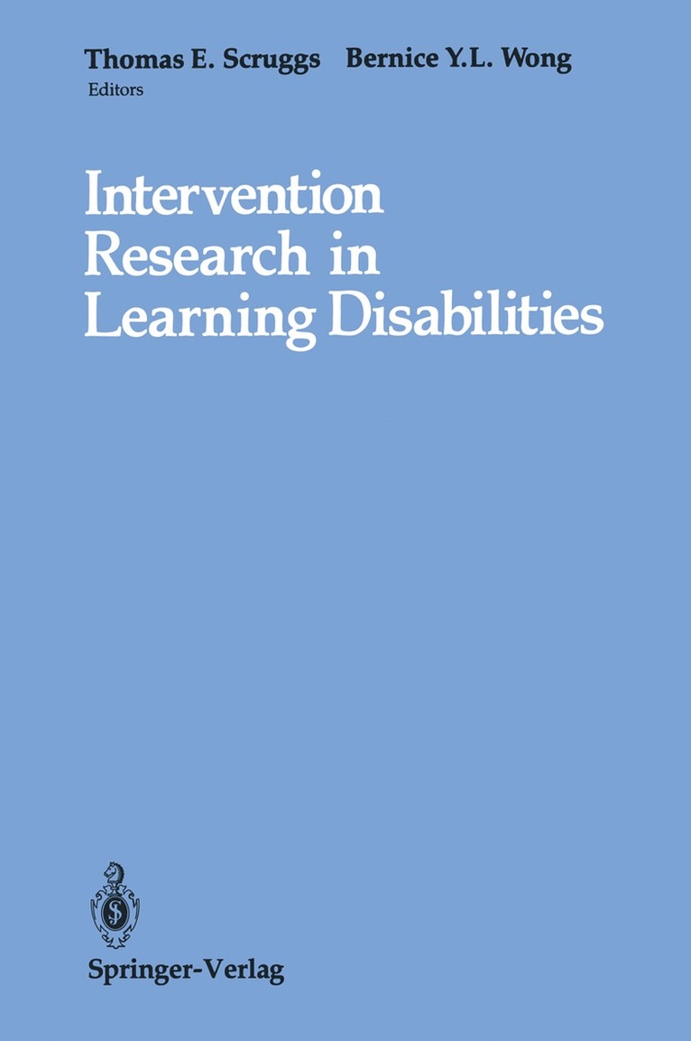 Thomas E. Scruggs, Bernice Y.L. Wong, Bernice Y. L. Wong - Intervention Research in Learning Disabilities, Häftad