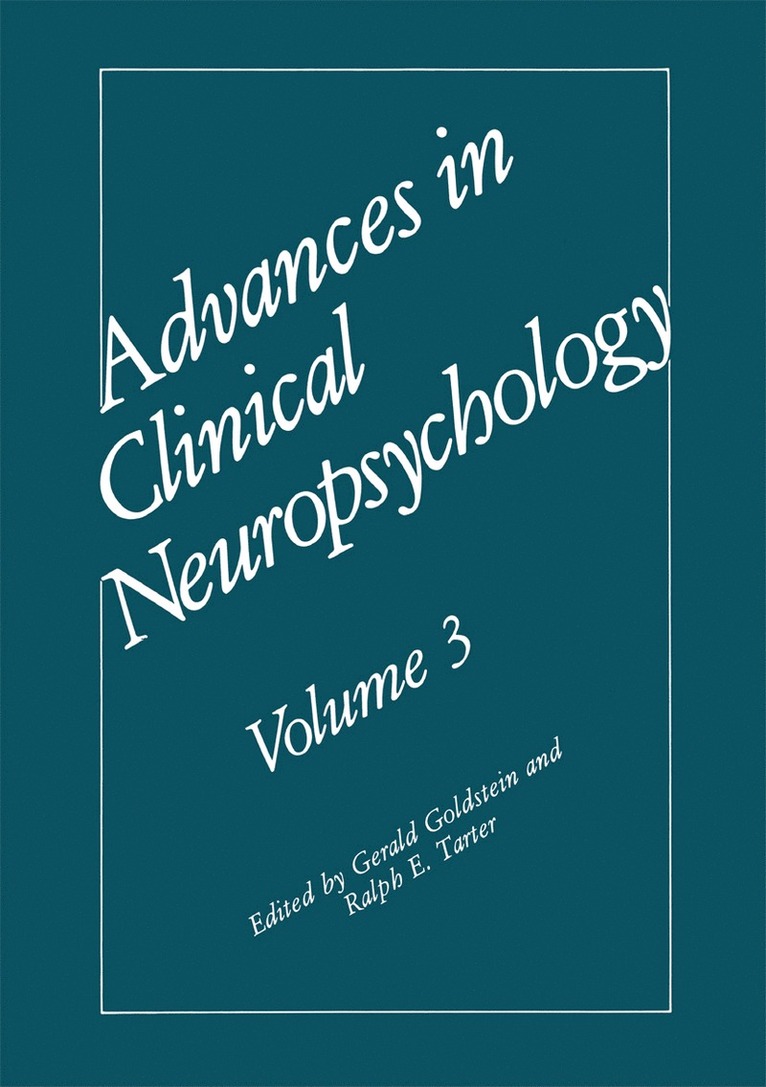 Advances in Clinical Neuropsychology 1