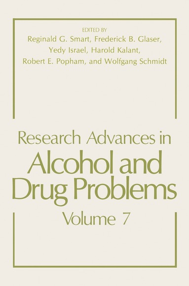 Reginald Smart - Research Advances in Alcohol and Drug Problems, Häftad