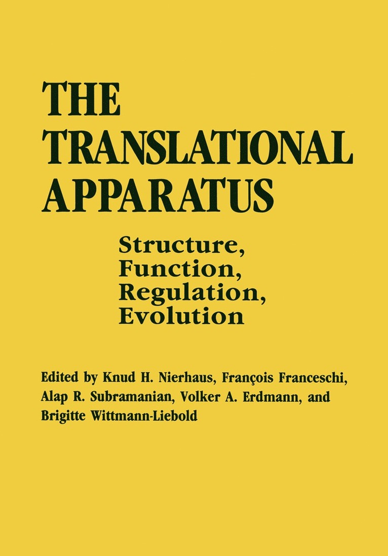 K.H. Nierhaus, F. Franceschi, A.R. Subramanian, Volker Alfred Erdmann, Brigitte Wittmann-Liebold, K. H. Nierhaus, A. R. Subramanian - Translational Apparatus, Häftad