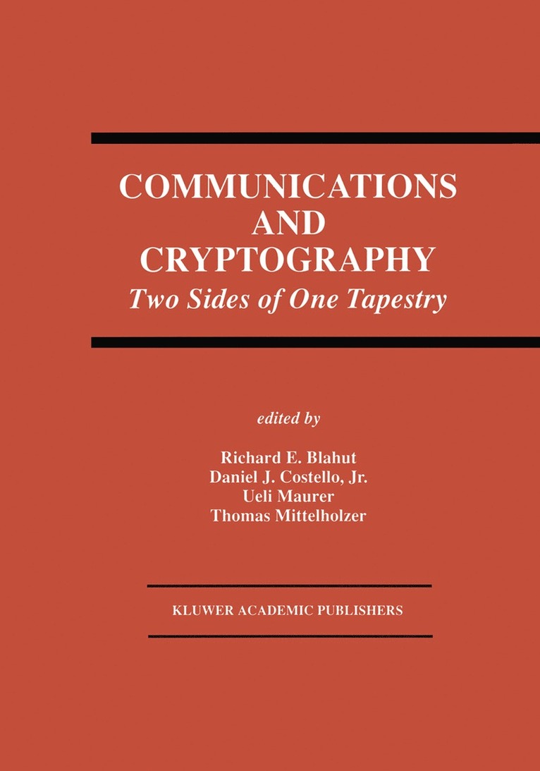 Richard E. Blahut, Daniel J. Costello Jr., Ueli Maurer, Thomas Mittelholzer, Daniel J. Costello Jr, Richard E. Blahut, Daniel J. Costello Jr - Communications and Cryptography, Häftad